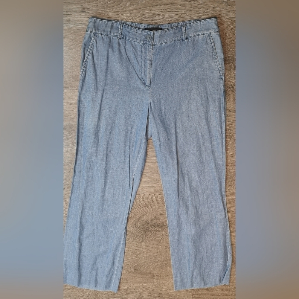 80s Vintage Trouser-style Relaxed-leg Lt Blue Chambray Denim Loose Fit Pants